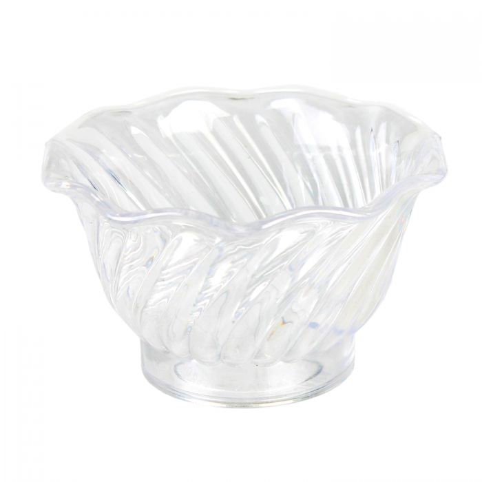 Thunder Group Dessert Dish 12/Pcs blends visual elegance with everyday practicality, offering a refined way to serve individual portions. With a 5 oz capacity and a stylish swirl tulip shape, this blue plastic dish is ideal for desserts, appetizers, or small bites. Its durable plastic construction ensures longevity in high-volume environments, while the stackable design provides space-saving storage. Lightweight yet sturdy, it's a smart choice for restaurants, catering services, or home entertaining. 