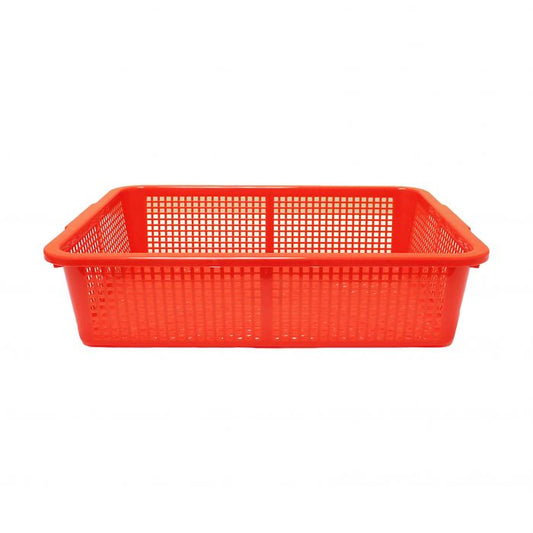 Thunder Group Square Colander is a versatile addition to both home and commercial kitchens. It is ideal for straining fruits and vegetables of all types. This red rectangular colander is made of durable plastic. The item is light weight and stackable for storage. This NSF certified Thunder Group colander is easy to clean and will withstand heavy duty use.