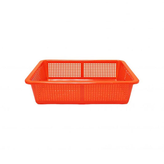 Thunder Group Square Colander is a versatile addition to both home and commercial kitchens. It is ideal for straining fruits and vegetables of all types. This red rectangular colander is made of durable plastic. The item is light weight and stackable for storage. This NSF certified Thunder Group colander is easy to clean and will withstand heavy duty use.