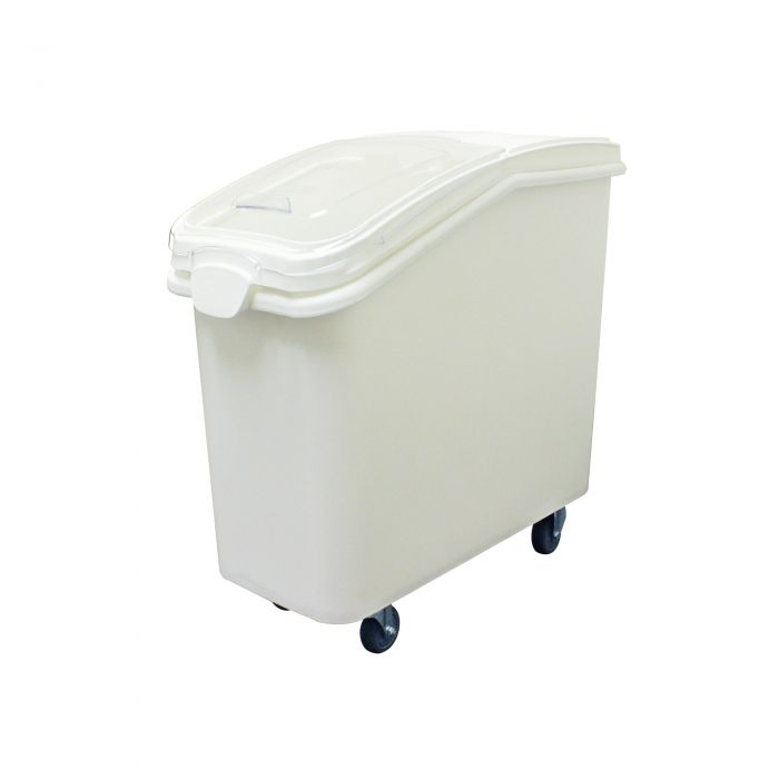 Thunder Group Cart Ingredient Bin is an essential item for any commercial kitchen. With this ingredient bin you can store sugar, flour, rice etc. The clear one-handed lift and slide plastic cover allows you to see what is inside the bin for quick content identification. This ingredient bin with the scoop is designed to fit under standard worktables for space savings! They are stackable for easy storage to maximize your space. 