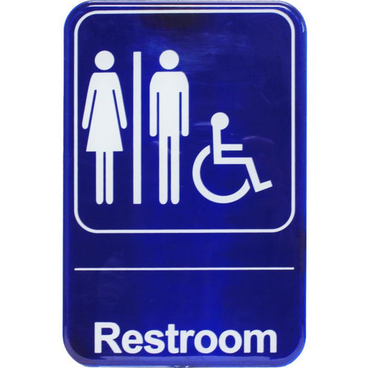 Thunder Group Information Sign with Symbol is ideal for offices and commercial establishments, this highly visible sign has a graphic symbol and easy-to-read white lettering to avoid confusion. Effectively direct your guests to the location of both men's and women's restrooms. The sign features universal symbols and clear letters on anti-glare surfaces to give a professional, seamless look to any space.