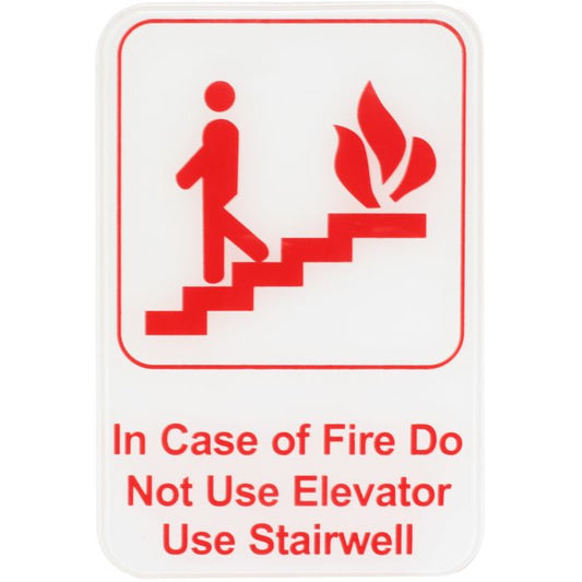 Thunder Group Information Sign with Symbol is designed with bright, red lettering on a white background with a clear graphic image, this information sign effectively attracts the attention of your guests and gets your message across even at a glance. Ensure the safety of your customers and employees in the event of a fire. The sign features universal symbols and clear letters on anti-glare surfaces to give a professional, seamless look to any space.
