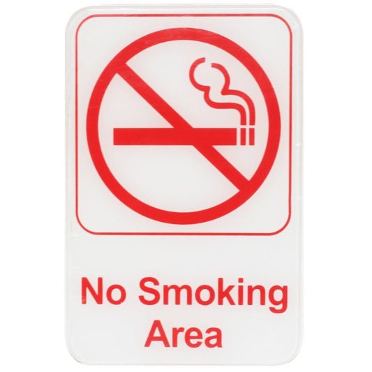 Thunder Group Information Sign with Symbol is used to respectfully inform your guests that smoking is not allowed on the premises. A great addition to any commercial establishment, this information sign has a clear graphic image and bright, red lettering so your message comes across clearly.