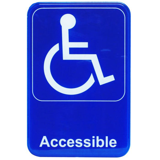 Thunder Group Information Sign with Symbol is used to inform customers that the restroom is handicap accessible. This information sign features easy-to-read white lettering with a clear graphic image to get your message across even at a glance. The sign features universal symbols and clear letters on anti-glare surfaces to give a professional, seamless look to any space.
