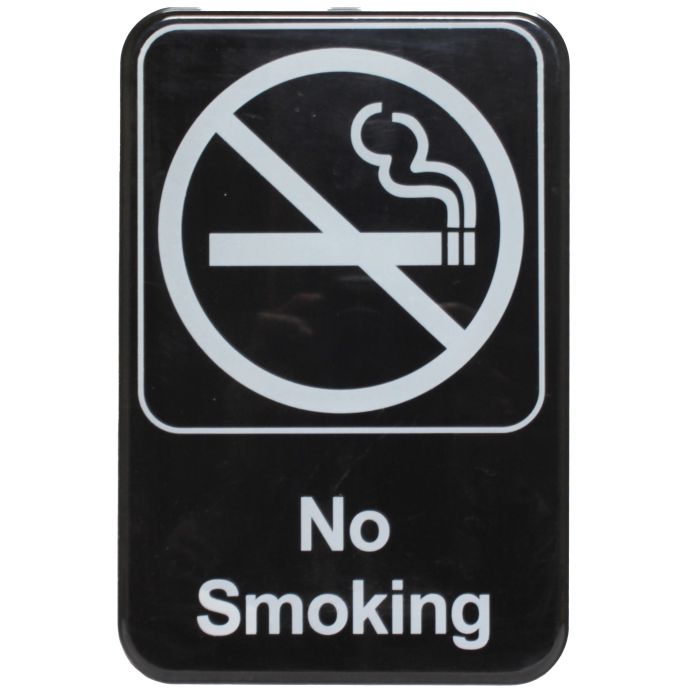 Thunder Group Information Sign with Symbol is used to enforce no smoking regulations in your office and commercial establishment. Designed with bold, white lettering on a black background with a graphic image, this information sign is easy to see and helps get your message across even at a glance. The sign features universal symbols and clear letters on anti-glare surfaces to give a professional, seamless look to any space.