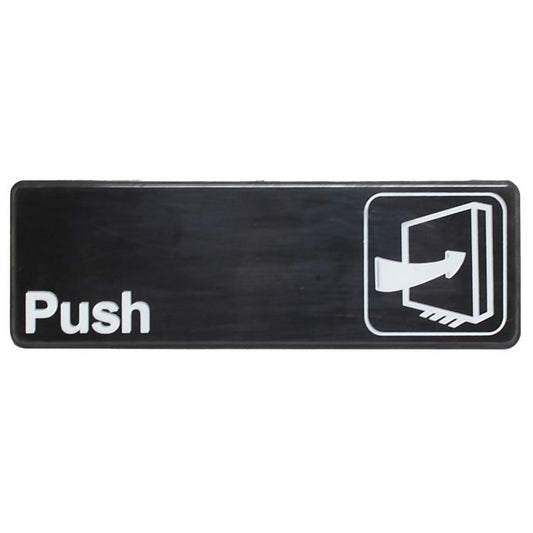 Thunder Group Information Sign with Symbol featuring easy to read text with a graphic symbol this sign will help avoid confusion and ensure the safety of your customers. Indicate which way the door opens with this sign.
