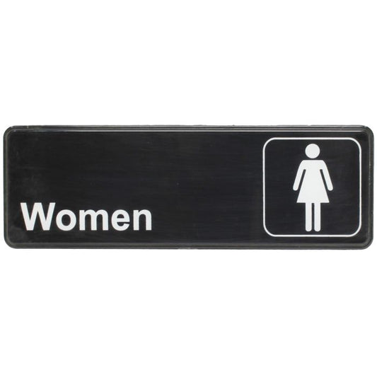 Thunder Group Information Sign with Symbol lets your customers know which bathroom is designated for women. A sign like this helps you maintain an organized and professional environment that your customers and workers will appreciate. The sign features universal symbols and clear letters on anti-glare surfaces to give a professional, seamless look to any space. The dimensions of this sign are 9x3-Inch so it can be placed in any area to suit your needs and not take away from the rest of the space and decor.