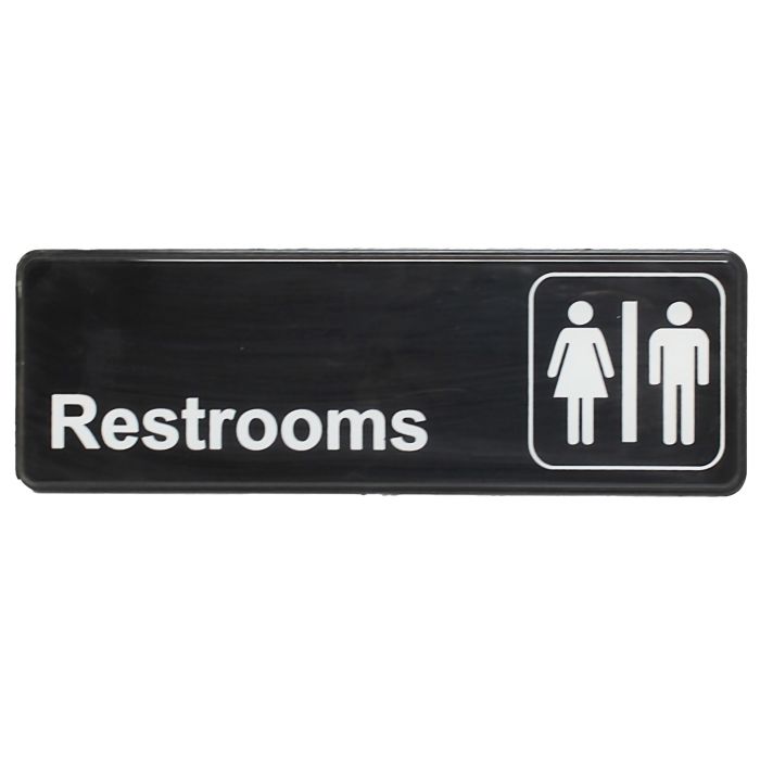 Thunder Group Information Sign with Symbol lets your customers and employees the location of the restroom. A sign like this helps you maintain a professional and organized environment that your customers and workers will appreciate. The sign features universal symbols and clear letters on anti-glare surfaces to give a professional, seamless look to any space. The dimensions of this sign are 9x3-Inch so it can be placed in any area to suit your needs and not take away from the rest of the space and decor.