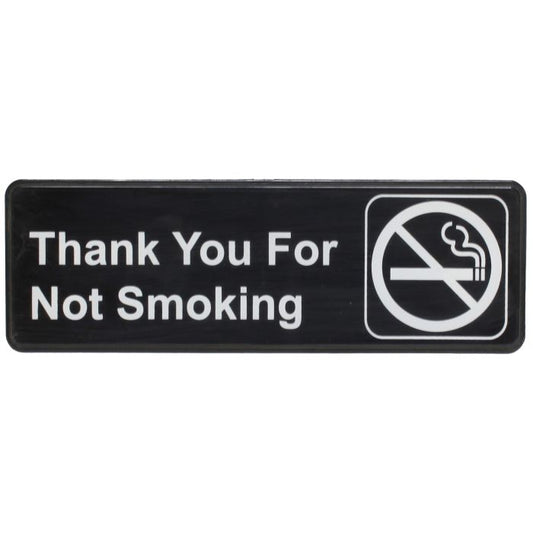 Thunder Group Information Sign with Symbol politely inform your customers that smoking is not allowed on the premises with this sign. Designed with easy-to-read lettering on a black background and a clearly identifiable symbol, this information sign is a great addition to your commercial building. Featuring a self-adhesive back, this sign can be mounted effortlessly to any surface.