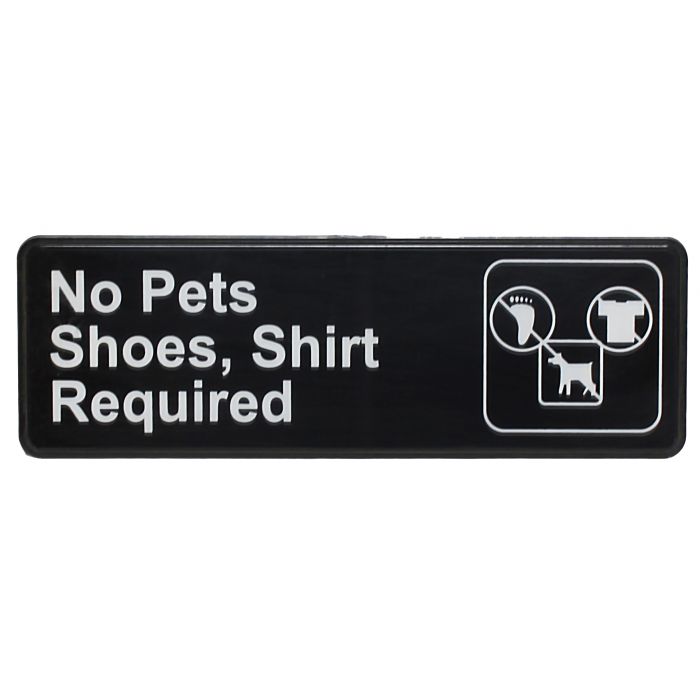 Thunder Group Information Sign with Symbol avoid confusion with this sign. Featuring a self-adhesive back, this information sign can be mounted effortlessly on any door. Designed with clear white text on a black background and a graphic image for easy comprehension, this sign is a great addition to your commercial establishment.