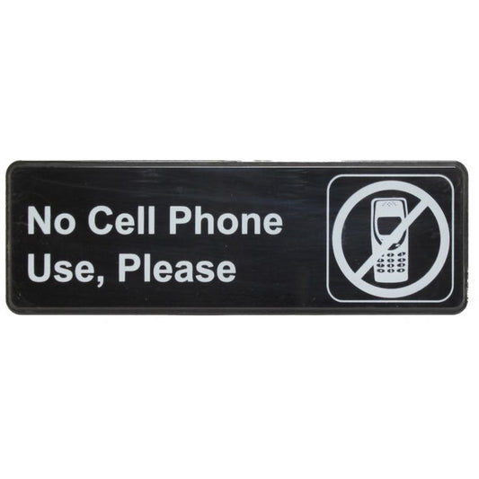 Thunder Group Information Sign with Symbol warns your customers that cell phones are not permitted a specific area or the entire establishment. A sign like this helps you maintain a professional and quiet environment that your customers and workers will appreciate. The sign features universal symbols and clear letters on anti-glare surfaces to give a professional, seamless look to any space. 
