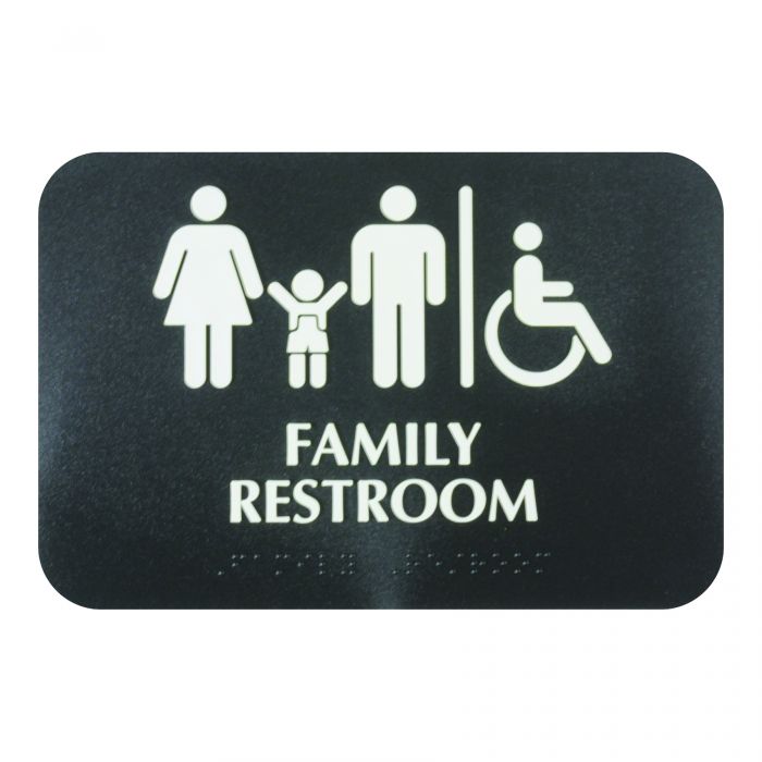 Thunder Group Information Sign with Braille plays a critical role in enhancing accessibility by ensuring that facilities are compliant with ADA standards. Designed with bold, white lettering on a black background with a graphic image, this information sign is easy to see and helps get your message across even at a glance. The sign features universal symbols and clear letters on anti-glare surfaces to give a professional, seamless look to any space.