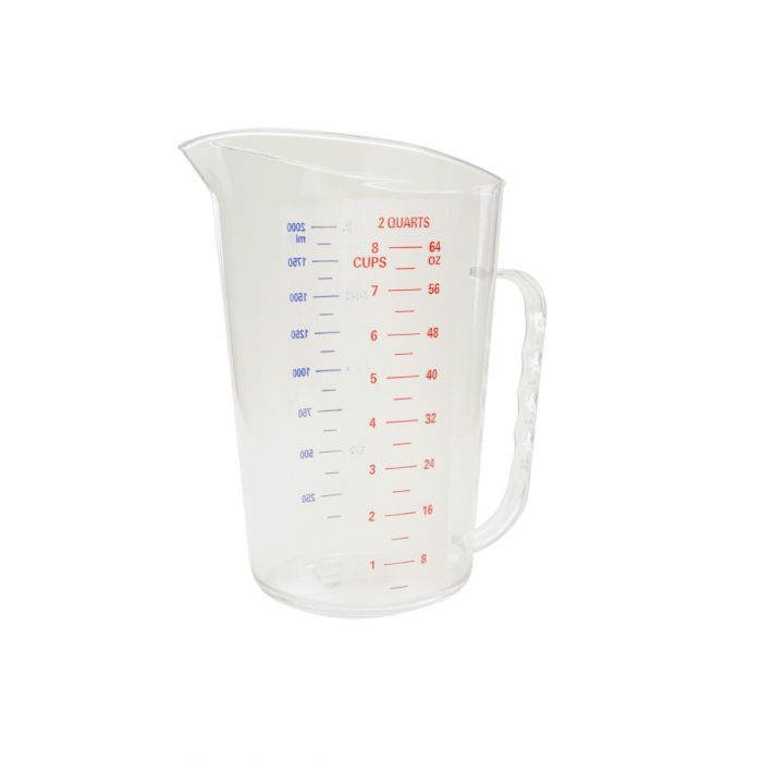 Thunder Group Measuring Cup with U.S. and Metric Measurements is an essential item for both home and commercial kitchens. Measuring water, milk, oil and other ingredients is extremely easy with this utensil! Due to its durable polycarbonate construction the cup has an amazing quality and will last you for many years. The graduation on the measuring cup allows you to easily see the measurements while allowing you also seeing the liquid inside the cup. 