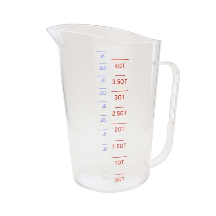 Thunder Group Measuring Cup with U.S. and Metric Measurements is an essential item for both home and commercial kitchens. Measuring water, milk, oil and other ingredients is extremely easy with this utensil! Due to its durable polycarbonate construction the cup has an amazing quality and will last you for many years. The graduation on the measuring cup allows you to easily see the measurements while allowing you also seeing the liquid inside the cup. 