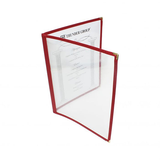 Thunder Group Double Fold Menu Cover offers a durable and elegant solution for displaying menus in any dining setting. Designed with a double-fold layout, it provides increased space for showcasing a broader selection of menu items, making it ideal for establishments with extensive offerings. Constructed from flexible plastic laminate, it ensures long-lasting use and easy cleaning—an essential feature for busy food service environments. 