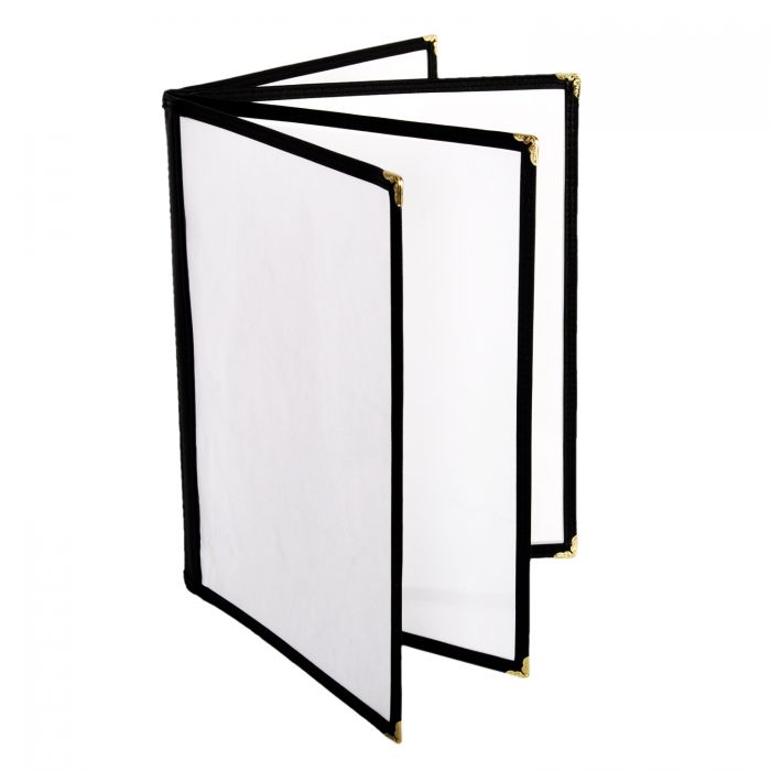 Thunder Group 4 Page Book Fold Menu Cover is a professional and durable menu presentation solution tailored for the food service and hospitality industry. With a 4-page book fold design, this menu cover allows for a comprehensive display of menu offerings, making it ideal for establishments with a broad selection of dishes and beverages. Made from flexible plastic laminate, it stands up to daily wear and tear while remaining easy to clean and maintain. 