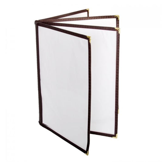 Thunder Group 4 Page Book Fold Menu Cover is a professional and durable menu presentation solution tailored for the food service and hospitality industry. With a 4-page book fold design, this menu cover allows for a comprehensive display of menu offerings, making it ideal for establishments with a broad selection of dishes and beverages. Made from flexible plastic laminate, it stands up to daily wear and tear while remaining easy to clean and maintain. 