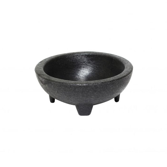 Thunder Group Molcajete Salsa Bowl is a compact and reliable serving dish that blends functionality with traditional charm. Made from sturdy black plastic, this bowl mimics the rustic appearance of a classic molcajete, adding a touch of authenticity to any table. Its 4 oz. capacity makes it ideal for serving salsa, dips, condiments, or small appetizers, whether in a restaurant, catering setup, or home kitchen. 