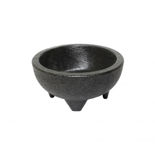 Thunder Group Molcajete Salsa Bowl is a compact and reliable serving dish that blends functionality with traditional charm. Made from sturdy black plastic, this bowl mimics the rustic appearance of a classic molcajete, adding a touch of authenticity to any table. Its 10 oz. capacity makes it ideal for serving salsa, dips, condiments, or small appetizers, whether in a restaurant, catering setup, or home kitchen. 