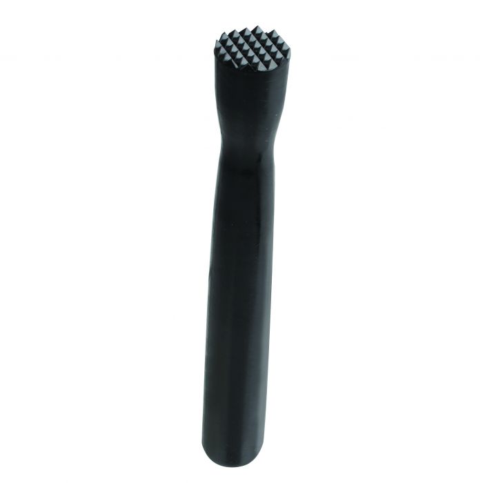 Thunder Group Bar Muddler with Netted Head is a dependable and efficient tool tailored for professional bartenders and kitchen staff. Crafted from durable black polycarbonate, it features an 8-inch length and a textured netted head that offers optimal grip for crushing fruits, herbs, and spices. This design enhances the release of flavors, making it ideal for preparing cocktails and culinary infusions with precision and consistency. 
