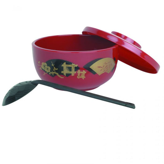 Thunder Group Donburi Bowl offers a thoughtful combination of style and practicality, ideal for serving noodles, soups, and rice-based dishes. With a 30-ounce capacity, it provides ample space for generous portions, while the included lid and ladle create a complete and convenient serving set. Crafted from durable plastic, this bowl is lightweight yet resilient, suitable for daily use in both commercial and home kitchens. 