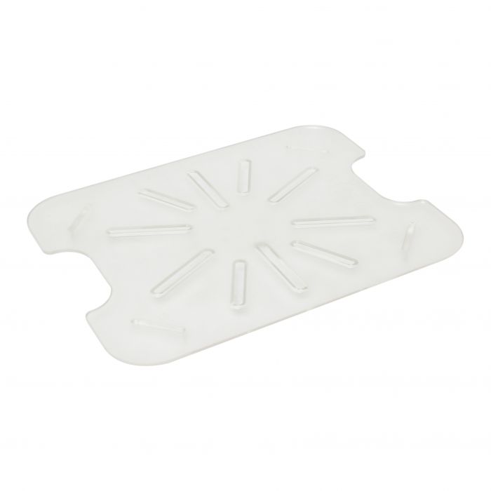 Thunder Group Drain Shelf for Half Size Pan is an essential accessory for enhancing kitchen efficiency and food safety. Designed to fit seamlessly into half-size food pans, this drain shelf helps keep contents elevated and out of liquid, preserving food quality. Made from clear, shatter-resistant polycarbonate, it withstands the demands of commercial use while allowing easy visibility of stored contents. 