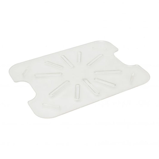 Thunder Group Drain Shelf for Half Size Pan is an essential accessory for enhancing kitchen efficiency and food safety. Designed to fit seamlessly into half-size food pans, this drain shelf helps keep contents elevated and out of liquid, preserving food quality. Made from clear, shatter-resistant polycarbonate, it withstands the demands of commercial use while allowing easy visibility of stored contents. 