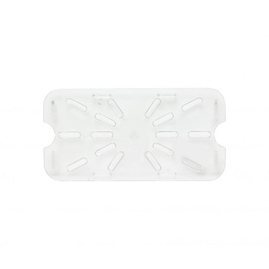 Thunder Group Drain Shelf for Quarter Size Pan is an essential accessory for enhancing kitchen efficiency and food safety. Designed to fit seamlessly into quarter-size food pans, this drain shelf helps keep contents elevated and out of liquid, preserving food quality. Made from clear, shatter-resistant polycarbonate, it withstands the demands of commercial use while allowing easy visibility of stored contents. 
