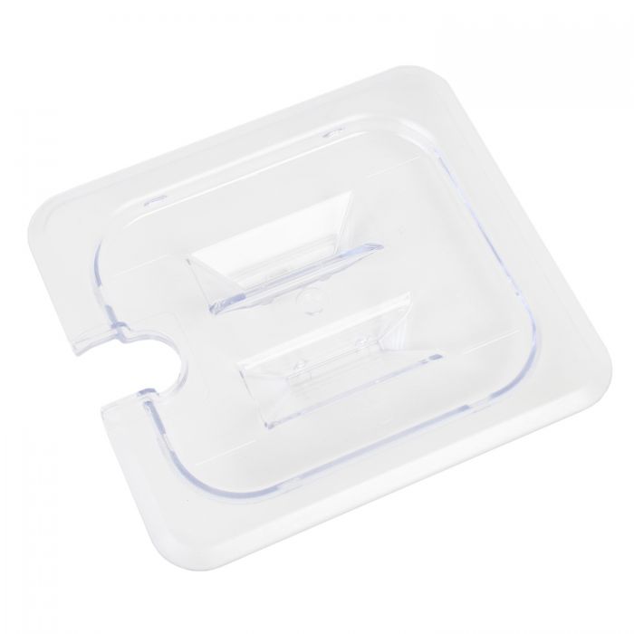 Thunder Group Slotted Cover For Sixth Size Food Pan is a dependable solution for commercial kitchens that prioritize durability and efficiency. Designed to fit sixth-size food pans, this solid cover is made from high-quality polycarbonate, offering excellent resistance to breakage and scratching. Its clear construction allows for easy visibility of contents without the need to remove the lid, helping streamline kitchen operations. 