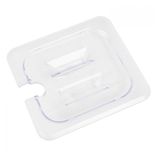 Thunder Group Slotted Cover For Sixth Size Food Pan is a dependable solution for commercial kitchens that prioritize durability and efficiency. Designed to fit sixth-size food pans, this solid cover is made from high-quality polycarbonate, offering excellent resistance to breakage and scratching. Its clear construction allows for easy visibility of contents without the need to remove the lid, helping streamline kitchen operations. 