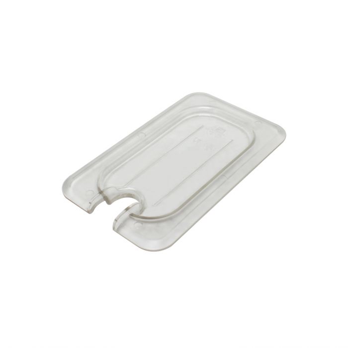 Thunder Group Slotted Cover For Ninth&nbsp;Size Food Pan is a dependable solution for commercial kitchens that prioritize durability and efficiency. Designed to fit sixth-size food pans, this solid cover is made from high-quality polycarbonate, offering excellent resistance to breakage and scratching. Its clear construction allows for easy visibility of contents without the need to remove the lid, helping streamline kitchen operations. A built-in handle ensures a secure grip for quick and convenient use. 