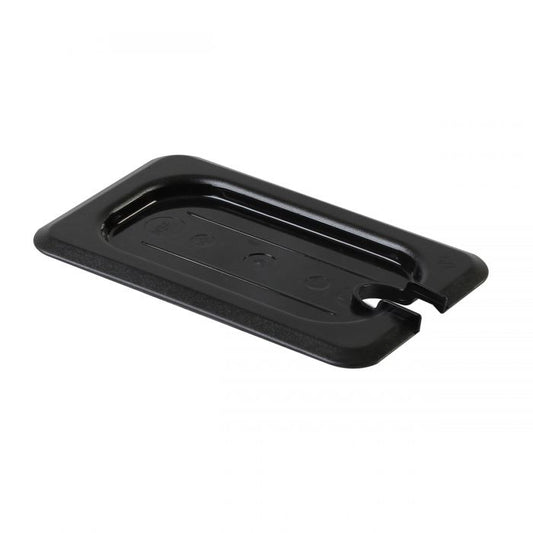 Thunder Group Slotted Cover For Ninth&nbsp;Size Food Pan is a dependable solution for commercial kitchens that prioritize durability and efficiency. Designed to fit sixth-size food pans, this solid cover is made from high-quality polycarbonate, offering excellent resistance to breakage and scratching. Its clear construction allows for easy visibility of contents without the need to remove the lid, helping streamline kitchen operations. A built-in handle ensures a secure grip for quick and convenient use. 