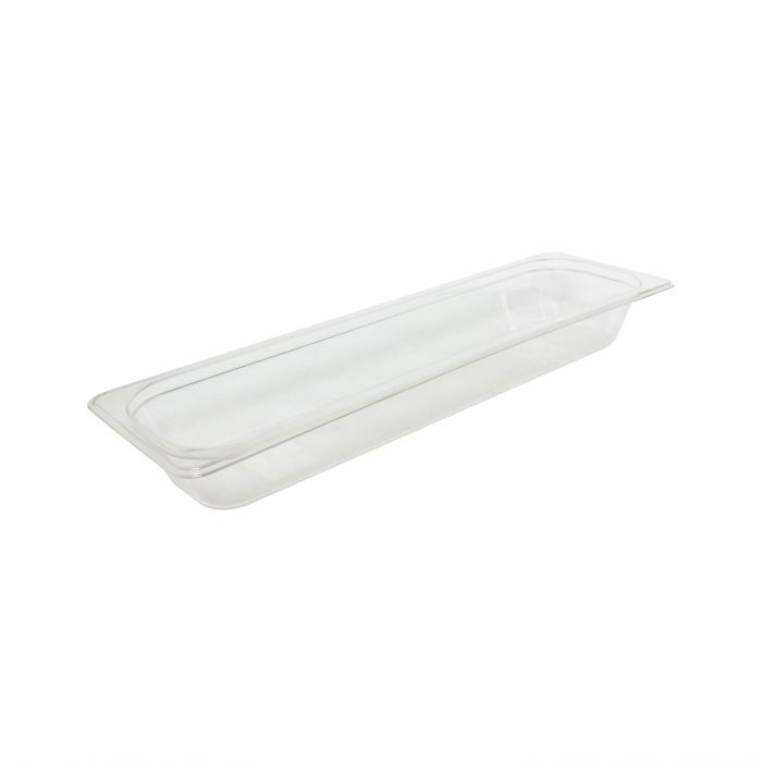 Thunder Group Half Size Long Food Pan is built for the rigorous demands of commercial food service. With a depth of 2 1/2 inches, this clear polycarbonate pan offers ample space for storing, prepping, and serving a wide variety of ingredients and dishes. Its durable, shatter and scratch resistant construction ensures reliable performance in busy kitchens, while the transparent design allows for quick content identification. 