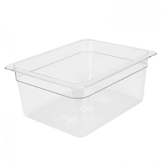 Half size clear polycarbonate food pan 6 inches deep durable kitchen use