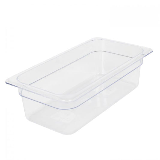 Thunder Group Third Size Food Pan is constructed from high-quality clear polycarbonate for exceptional durability and visibility. Perfect for restaurants, buffets, salad bars, and catering operations, it handles temperatures from -40°F up to 210°F without warping. Its 4 inches deep design is ideal for storing sliced fruits, vegetables, toppings, and more. NSF certified for commercial use, this food pan is break-resistant, shatter-resistant, and dishwasher safe, making cleanup quick and easy.