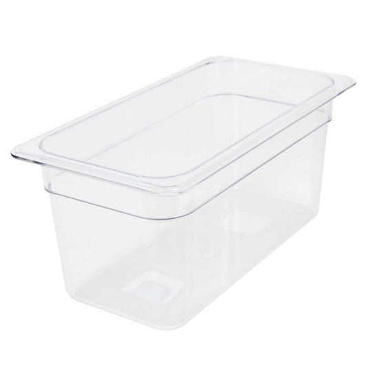 Thunder Group Third Size Food Pan is constructed from high-quality clear polycarbonate for exceptional durability and visibility. Perfect for restaurants, buffets, salad bars, and catering operations, it handles temperatures from -40°F up to 210°F without warping. Its 6 inches deep design is ideal for storing sliced fruits, vegetables, toppings, and more. NSF certified for commercial use, this food pan is break-resistant, shatter-resistant, and dishwasher safe, making cleanup quick and easy.