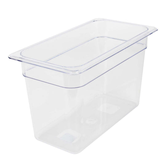 Thunder Group Third Size Food Pan is constructed from high-quality clear polycarbonate for exceptional durability and visibility. Perfect for restaurants, buffets, salad bars, and catering operations, it handles temperatures from -40°F up to 210°F without warping. Its 8 inches deep design is ideal for storing sliced fruits, vegetables, toppings, and more. NSF certified for commercial use, this food pan is break-resistant, shatter-resistant, and dishwasher safe, making cleanup quick and easy.
