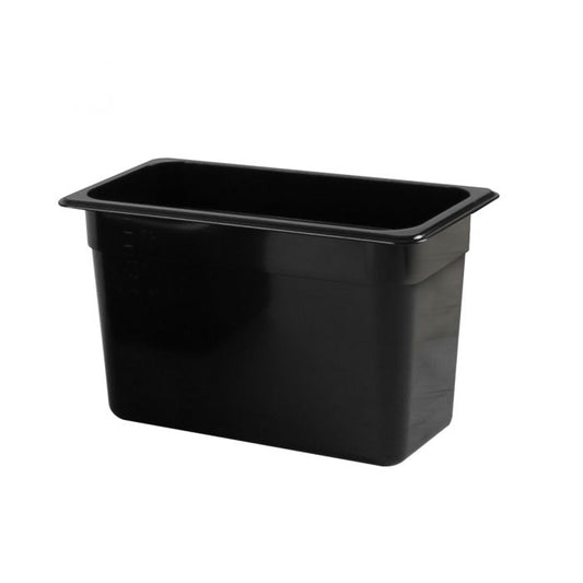Thunder Group Third Size Food Pan is constructed from high-quality black polycarbonate for exceptional durability and visibility. Perfect for restaurants, buffets, salad bars, and catering operations, it handles temperatures from -40°F up to 210°F without warping. Its 8 inches deep design is ideal for storing sliced fruits, vegetables, toppings, and more. NSF certified for commercial use, this food pan is break-resistant, shatter-resistant, and dishwasher safe, making cleanup quick and easy.