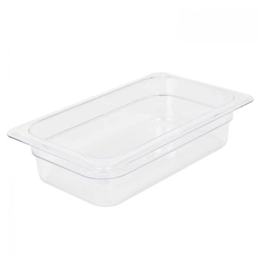 Thunder Group Quarter Size Food Pan is crafted from premium clear polycarbonate, offering excellent durability and long-lasting performance. Perfect for restaurant prep lines, buffets, and salad bars, this pan withstands temperatures from -40°F up to 210°F without warping. Its 2.5 inches deep design is ideal for storing veggies, toppings, and sauces. Dishwasher safe and NSF certified, it’s break-resistant, shatter-resistant, and easy to keep clean, making it a reliable choice for any commercial kitchen.