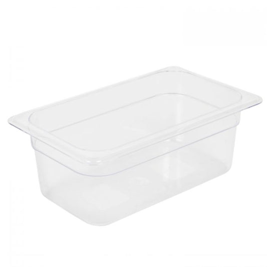 Thunder Group Quarter Size Food Pan is crafted from premium clear polycarbonate, offering excellent durability and long-lasting performance. Perfect for restaurant prep lines, buffets, and salad bars, this pan withstands temperatures from -40°F up to 210°F without warping. Its 4 inches deep design is ideal for storing veggies, toppings, and sauces. Dishwasher safe and NSF certified, it’s break-resistant, shatter-resistant, and easy to keep clean, making it a reliable choice for any commercial kitchen.