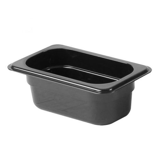 Thunder Group Ninth Size Food Pan is crafted from premium black polycarbonate, offering excellent durability and long-lasting performance. Perfect for restaurant prep lines, buffets, and salad bars, this pan withstands temperatures from -40°F up to 210°F without warping. Its 2 1/2 inches deep design is ideal for storing veggies, toppings, and sauces. Dishwasher safe and NSF certified, it’s break-resistant, shatter-resistant, and easy to keep clean, making it a reliable choice for any commercial kitchen.