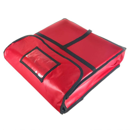 Thunder Group Insulated Pizza Bag is designed to keep your pizzas hot and fresh during delivery. Made with a durable leatheroid PVC exterior reinforced by nylon edges and lined with 1" thick foam, it offers excellent heat retention. Measuring 24x24 inches, it easily holds two 22" pizzas. Perfect for pizzerias, restaurants, and delivery services needing reliable food transport.