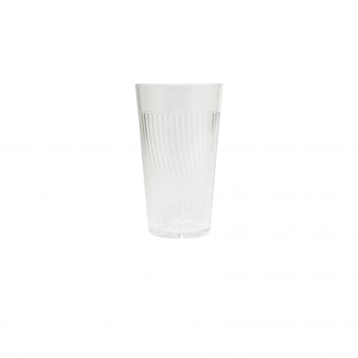 Thunder Group Belize Tumbler 12/Pcs features a unique swirl design that mimics the brilliance of glass. Crafted from durable polycarbonate in a clear color, it measures 2.625 inches in diameter and 4.375 inches in height, delivering a sophisticated yet sturdy drinkware option. This patented starburst design minimizes skidding on wet surfaces and allows water to drain away when inverted for drying or stacking. 