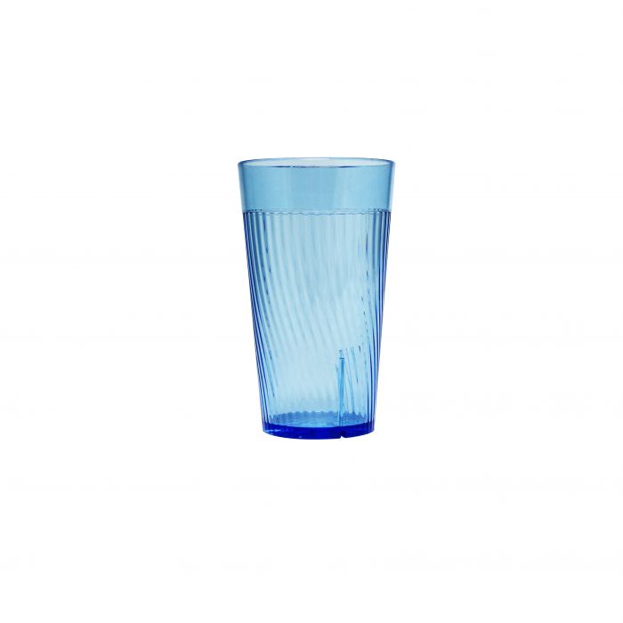 Thunder Group Belize Tumbler 12/Pcs features a unique swirl design that mimics the brilliance of glass. Crafted from durable polycarbonate in a vibrant blue color, it measures 3 inches in diameter and 5 inches in height, delivering a sophisticated yet sturdy drinkware option. This patented starburst design minimizes skidding on wet surfaces and allows water to drain away when inverted for drying or stacking. 
