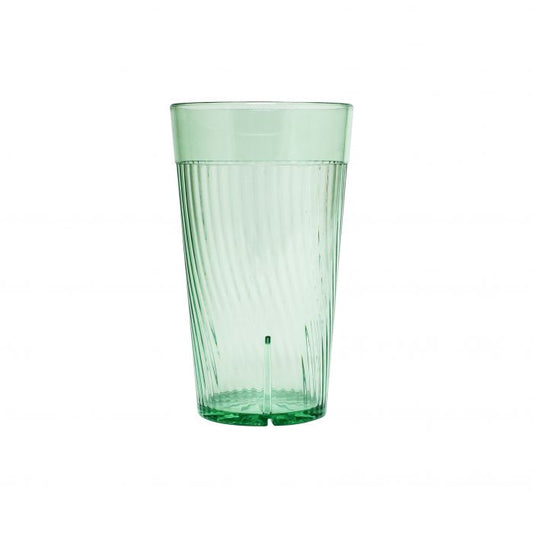 Thunder Group Belize Tumbler 12/Pcs features a unique swirl design that mimics the brilliance of glass. Crafted from durable polycarbonate in a vibrant green color, it measures 3.125&nbsp; inches in diameter and 5.375 inches in height, delivering a sophisticated yet sturdy drinkware option. This patented starburst design minimizes skidding on wet surfaces and allows water to drain away when inverted for drying or stacking. 