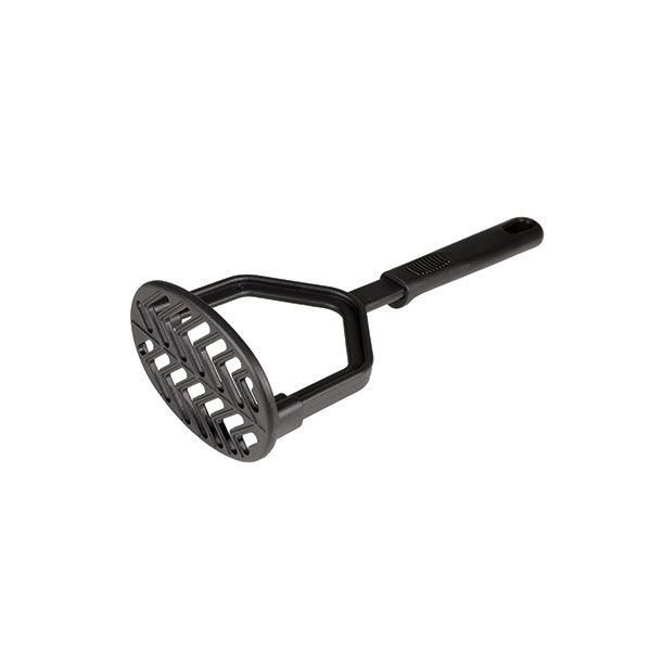 Thunder Group Masher features a sturdy high-heat nylon mashing plate paired with a comfortable polypropylene handle, making it perfect for preparing mashed potatoes, vegetables, or fruits without damaging nonstick cookware. Heat resistant up to 410°F, it’s ideal for both home kitchens and professional settings. The sleek black design complements any kitchen style, while its ergonomic handle ensures a secure comfortable grip. Dishwasher safe for quick easy cleanup after use.