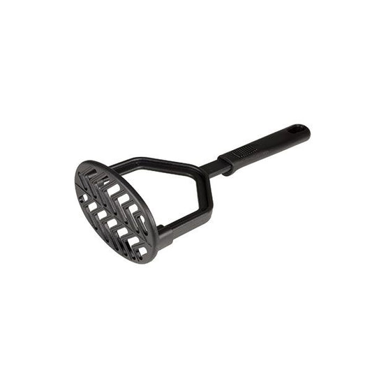 Thunder Group Masher features a sturdy high-heat nylon mashing plate paired with a comfortable polypropylene handle, making it perfect for preparing mashed potatoes, vegetables, or fruits without damaging nonstick cookware. Heat resistant up to 410°F, it’s ideal for both home kitchens and professional settings. The sleek black design complements any kitchen style, while its ergonomic handle ensures a secure comfortable grip. Dishwasher safe for quick easy cleanup after use.