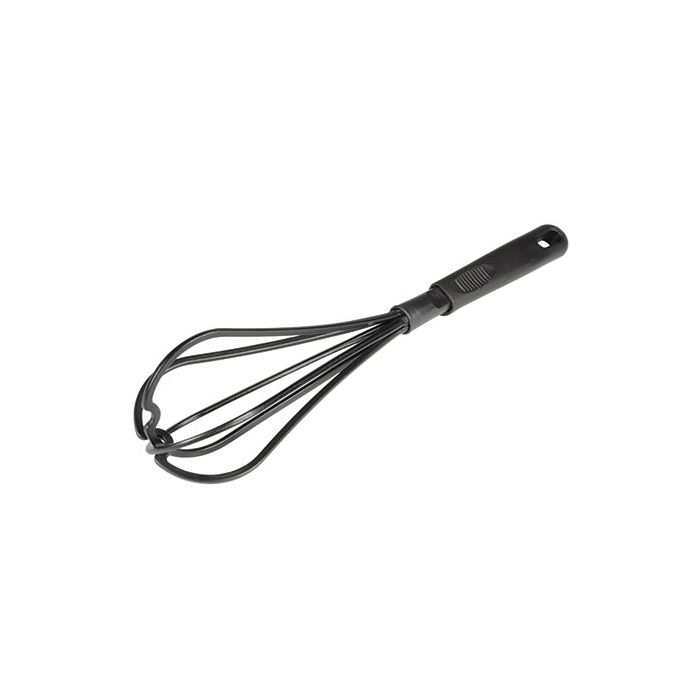 Thunder Group Whip features high-heat nylon wires with a durable polypropylene handle, making it perfect for mixing sauces, batters, eggs, and more without scratching nonstick cookware. Heat resistant up to 410°F, it handles hot preparations effortlessly while offering a sleek black look to suit any kitchen style. The ergonomic handle ensures a secure comfortable grip during mixing. Dishwasher safe for quick cleanup, it’s a must-have tool for both professional kitchens and home use.