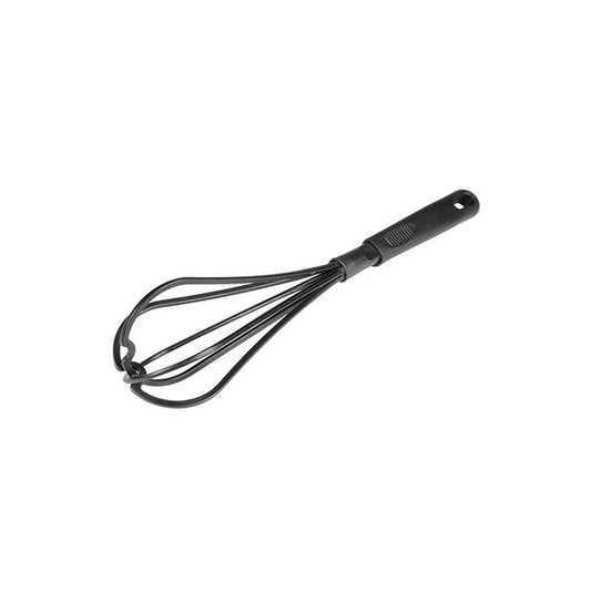 Thunder Group Whip features high-heat nylon wires with a durable polypropylene handle, making it perfect for mixing sauces, batters, eggs, and more without scratching nonstick cookware. Heat resistant up to 410°F, it handles hot preparations effortlessly while offering a sleek black look to suit any kitchen style. The ergonomic handle ensures a secure comfortable grip during mixing. Dishwasher safe for quick cleanup, it’s a must-have tool for both professional kitchens and home use.