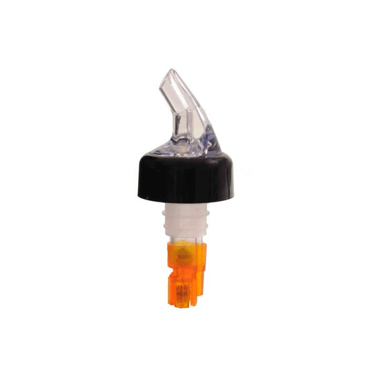 Thunder Group Measured Liquor Pourer 12/Pcs features a color-coded orange tail and sleek black collar, crafted from durable acrylonitrile for precise pours every time. Designed to dispense an exact 0.5 oz shot, it fits standard 750 ml liquor bottles, making it perfect for busy bars, restaurants, and home entertaining. The color coding allows for quick identification of different pours or bottle types. Built for consistent performance, it reduces waste, improves speed, and ensures accurate drink servings.
